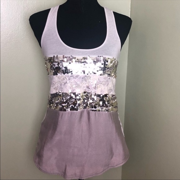XS Express racer back tank mauve with sequins - Picture 1 of 6